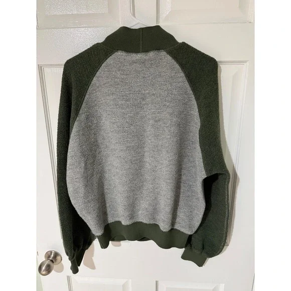 Prana Breathe Sweatshirt Womens Small Green Gray Recycled Wool Mock Neck - Picture 2 of 5